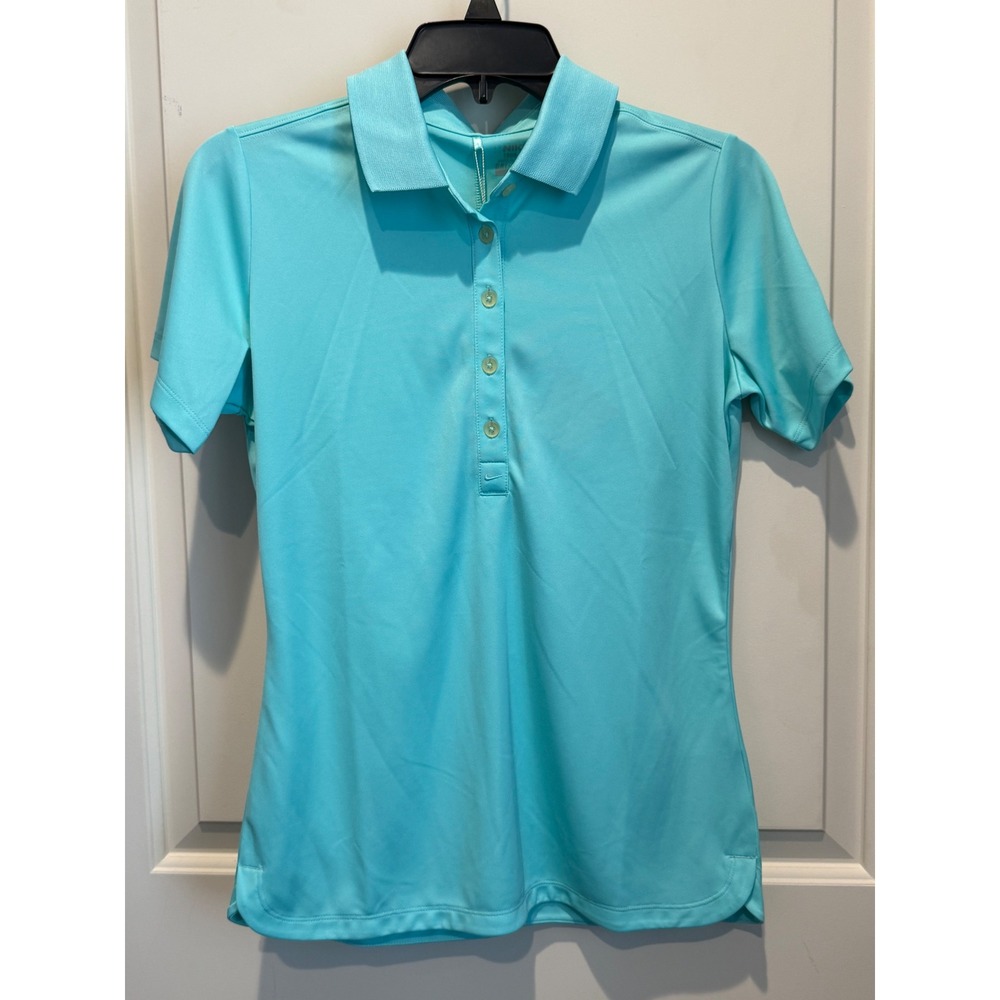 Nike Golf Womens Dri-FIT Tour Performance Polo Shirt Teal Blue with Logo Size S
